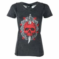 T-shirt Hardcore Women's - ANGEL RED DAGGER SKULL - LETHAL THREAT