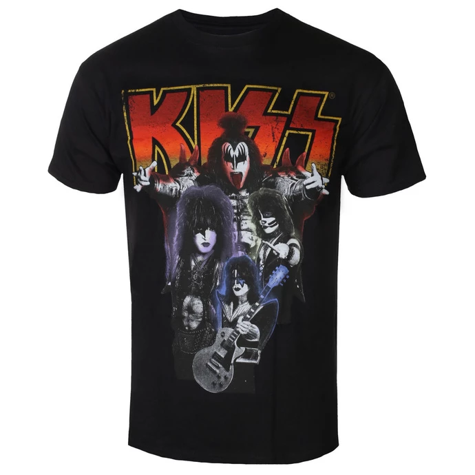 T-shirt Metal Men's Kiss - Neon Band - ROCK OFF
