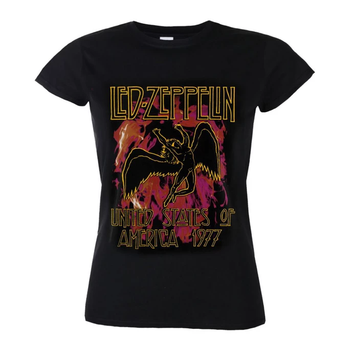 T-shirt Metal Women's Led Zeppelin - Black Flames - NNM