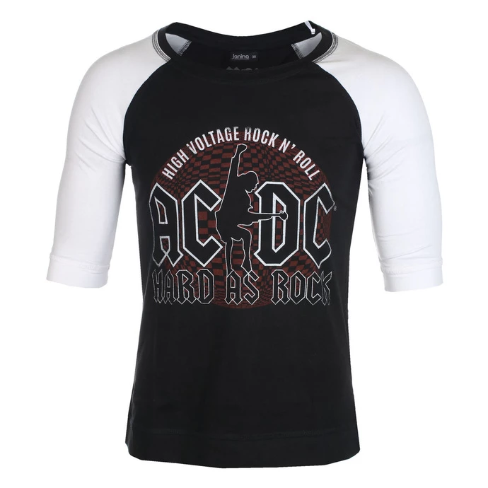 Unisex T-shirt With 3/4 Sleeves AC / DC - Hard As Rock - BL / WHT Raglan - ROCK OFF