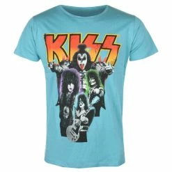 Men's T-shirt Kiss - Neon Band - BLUE - ROCK OFF