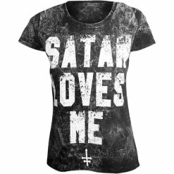 T-shirt Hardcore Women's - SATAN LOVES ME - AMENOMEN