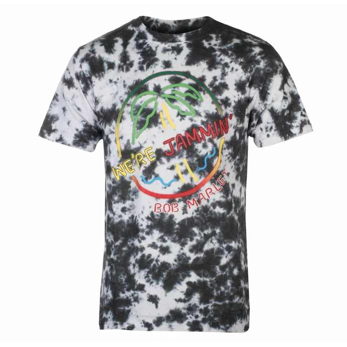 Men's T-shirt Bob Marley - Neon Sign - WHITE Dip-Dye - ROCK OFF