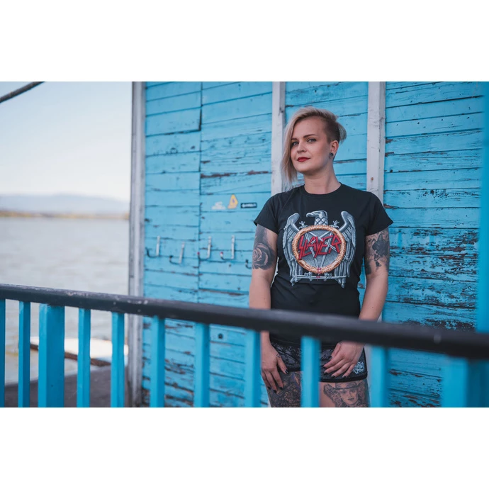T-shirt Metal Women's Slayer - Silver Eagle - ROCK OFF - Image 2