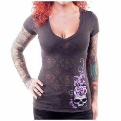T-shirt Hardcore Women's - CORSET WINGED SKULL - LETHAL THREAT