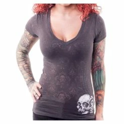 T-shirt Hardcore Women's - A WING SKULL BURNOUT - LETHAL THREAT