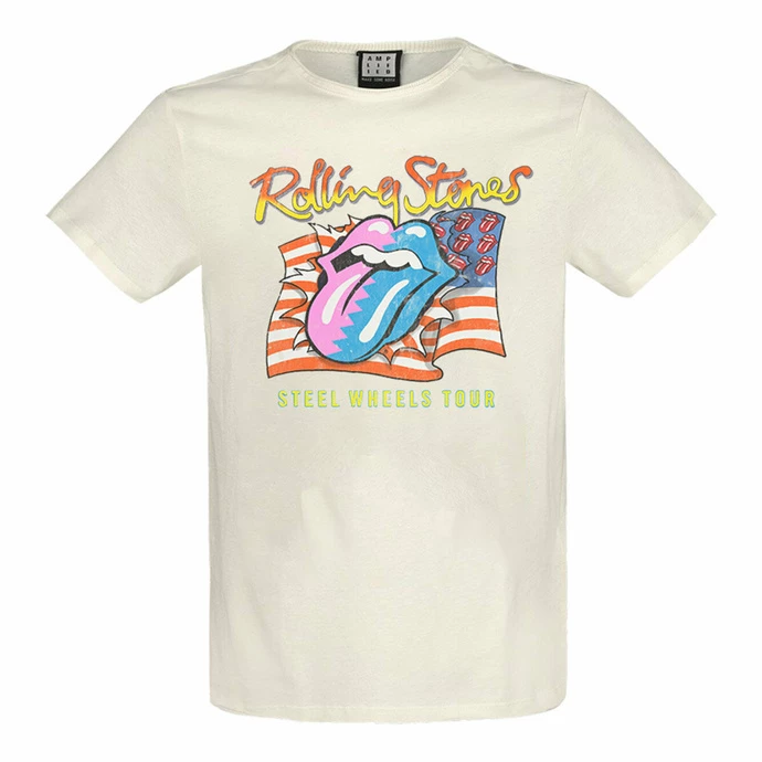Men's T-shirt THE ROLLING STONES - STEEL WHEELS - VINTAGE WHITE - AMPLIFIED