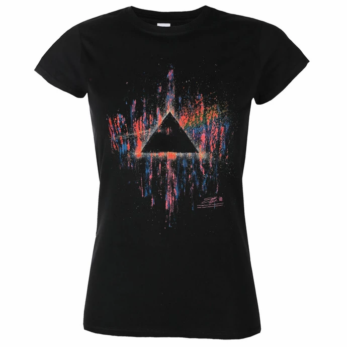 Women's T-shirt Pink Floyd - DSOTM Pink Splatter - BLACK - ROCK OFF