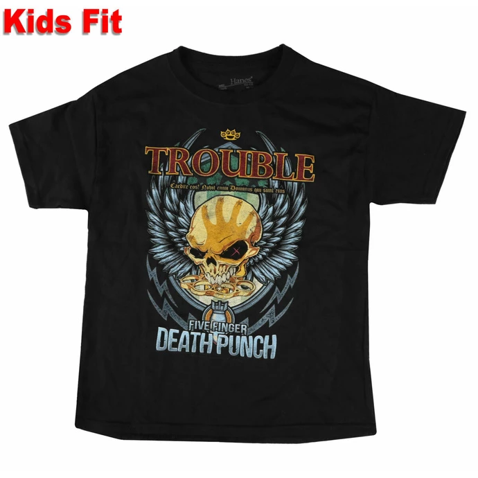 Children's T-shirt Five Finger Death Punch - Trouble - BLACK - ROCK OFF