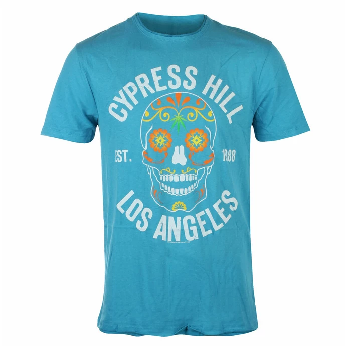 Men's T-shirt CYPRESS HILL - FLORAL SKULL - TEAL PANTHER - AMPLIFIED