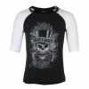 Unisex T-shirt With 3/4 Sleeve Guns N' Roses - Faded Skull - BL / WHT Raglan - ROCK OFF