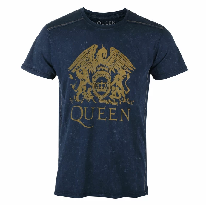 Men's T-shirt Queen - Classic Crest Snow Wash - NAVY - ROCK OFF