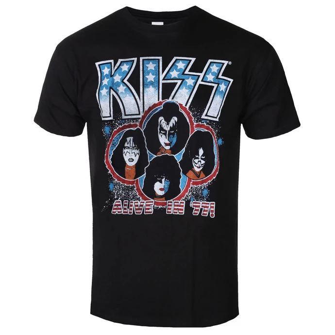 Unisex T-shirt Kiss - Alive In '77 - BL - ROCK OFF