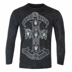 Men's Long-sleeved T-shirt Guns N' Roses - Monochrome Cross - BLACK Dip-Dye - ROCK OFF