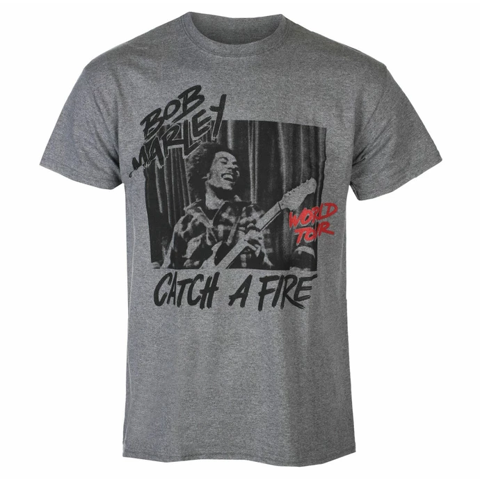 Men's T-shirt Bob Marley - Catch A Fire World Tour - Grau Meliert